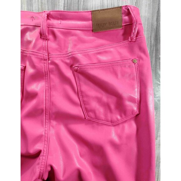 Judy Blue Faux Leather High Waist Control Top Straight Leg Pants Size 15… - Picture 2 of 12